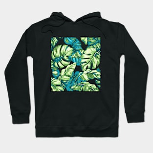 Tropical Leaves Camouflage Of Banana and Monstera 1 Hoodie